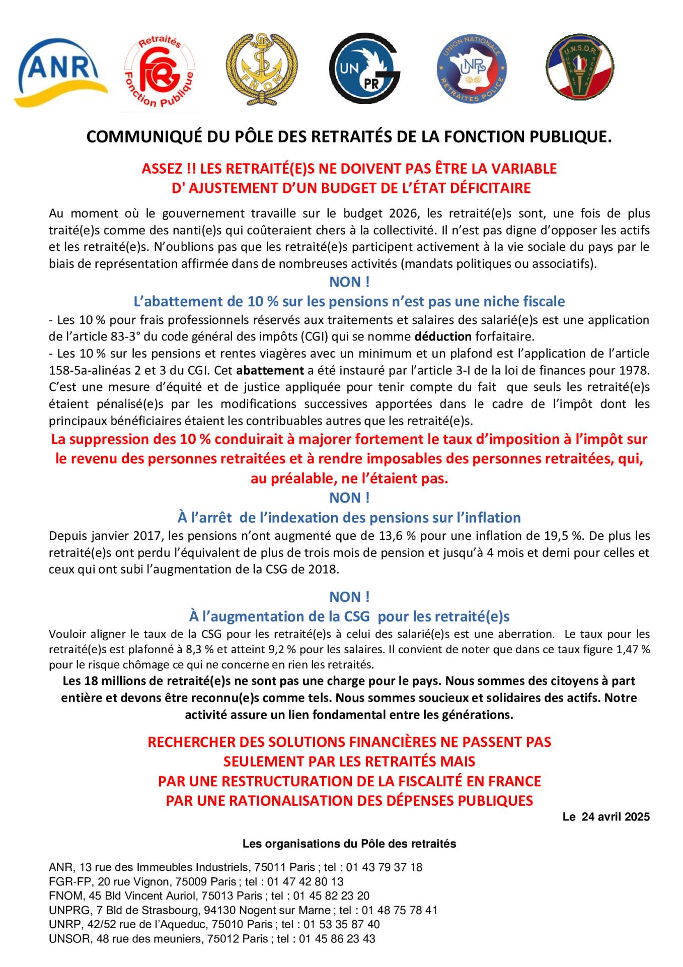Communique pole des retraites avril 2025 v2
